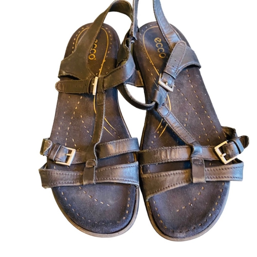 ECCO Women’s Gray Leather Sports Sandals - Picture 2 of 8